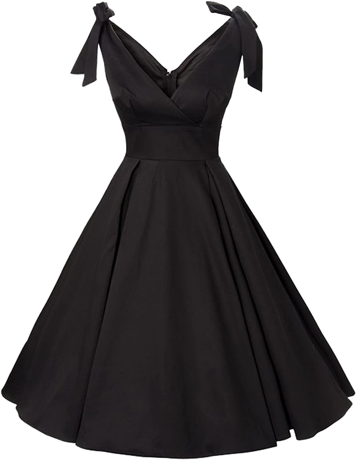 Price:$29.98    GownTown Women's 1950s V-Neck Bowknot Swing Cocktail Dress  Clothing