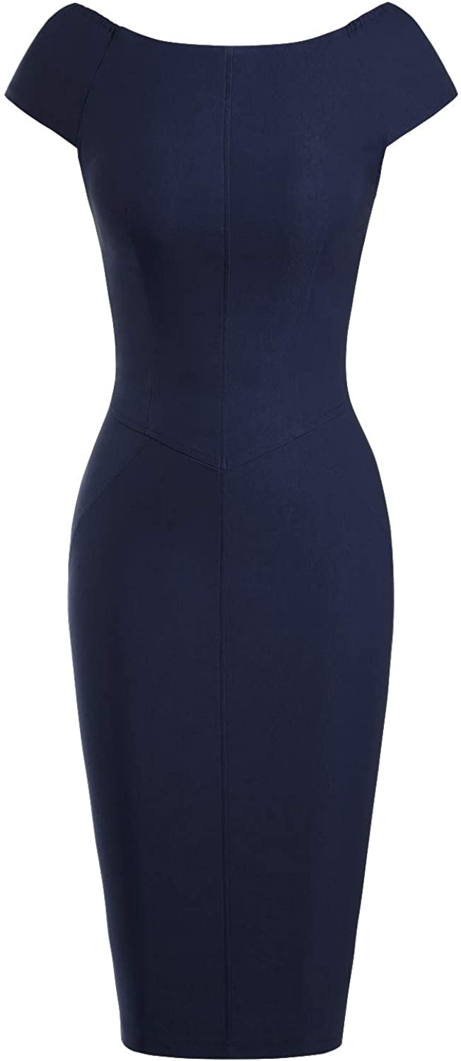 Price:$32.99    MUXXN Women's Vintage 1950s Boat Neck Sheath Cocktail Bodycon Dress  Clothing