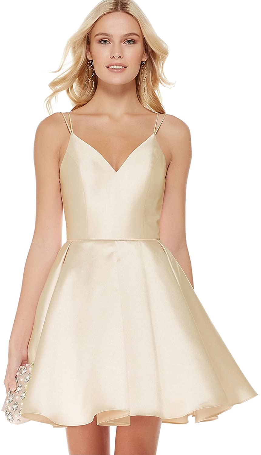 Price:$15.99 Yilis Women's A-Line Simple Satin Dress Short Evening Party Gown Ruched Skirt at Amazon Women’s Clothing store