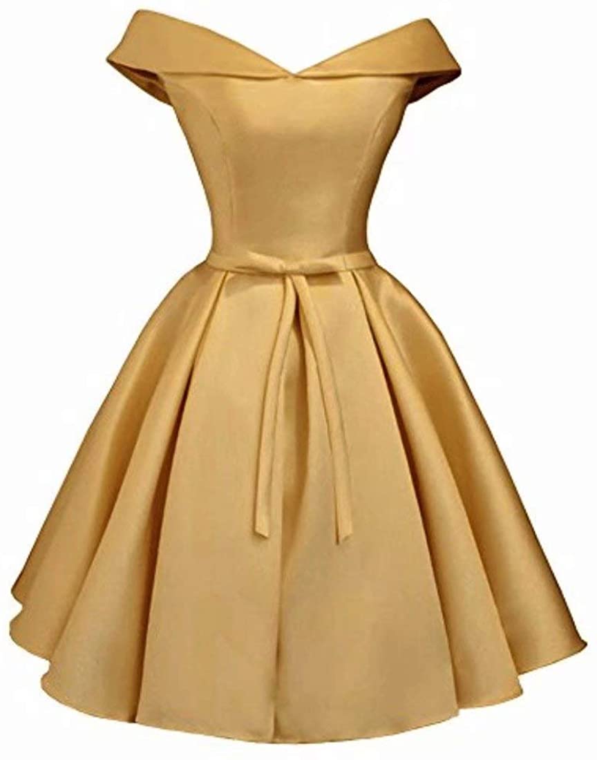 Price:$62.99    Beilite Women's Off Shoulder Satin A Line Short Homecoming Prom Dresses  Clothing