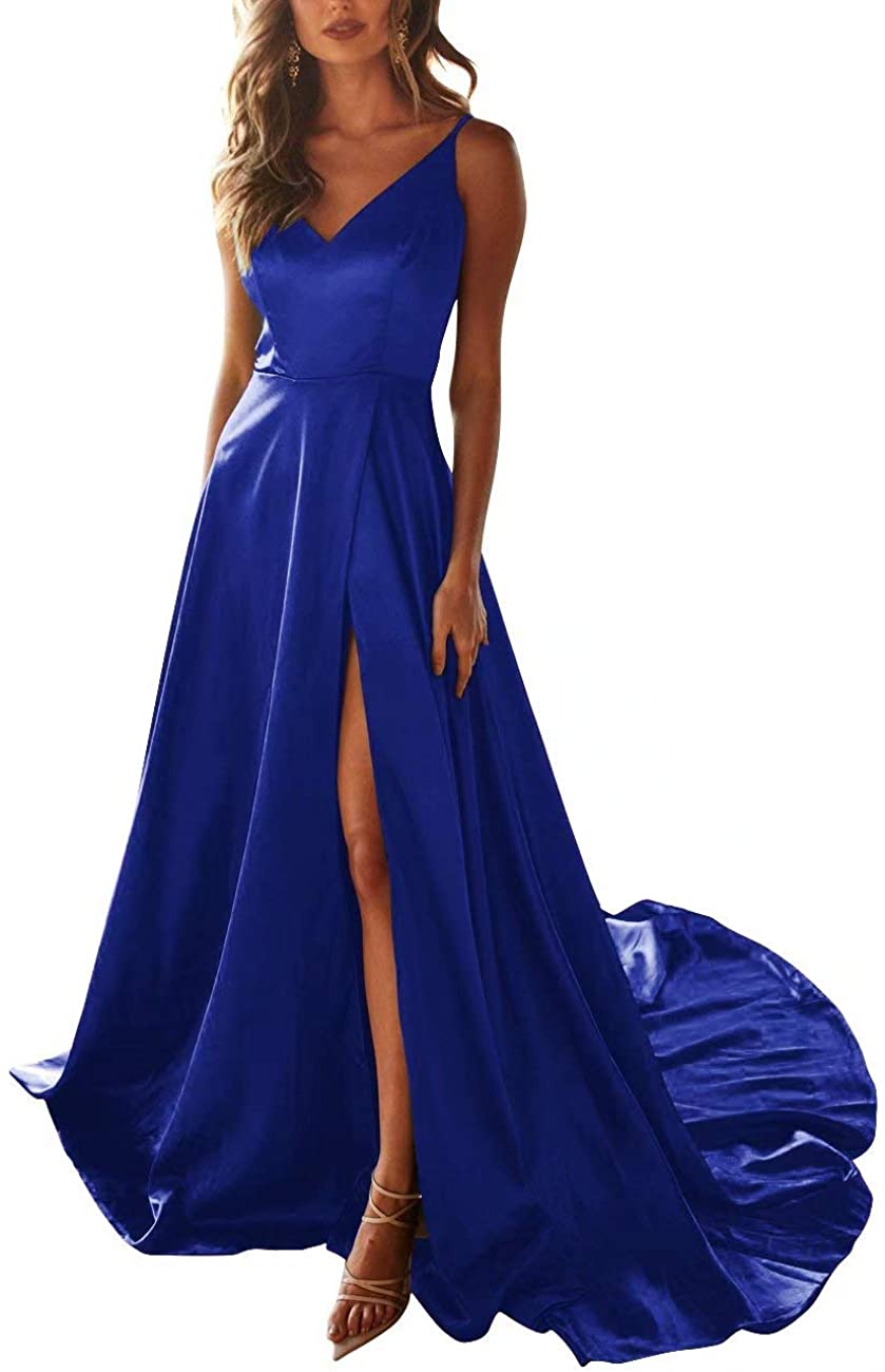 Price:$69.99 NAXY Women's Criss Cross Back Satin Prom Party Gown at Amazon Women’s Clothing store
