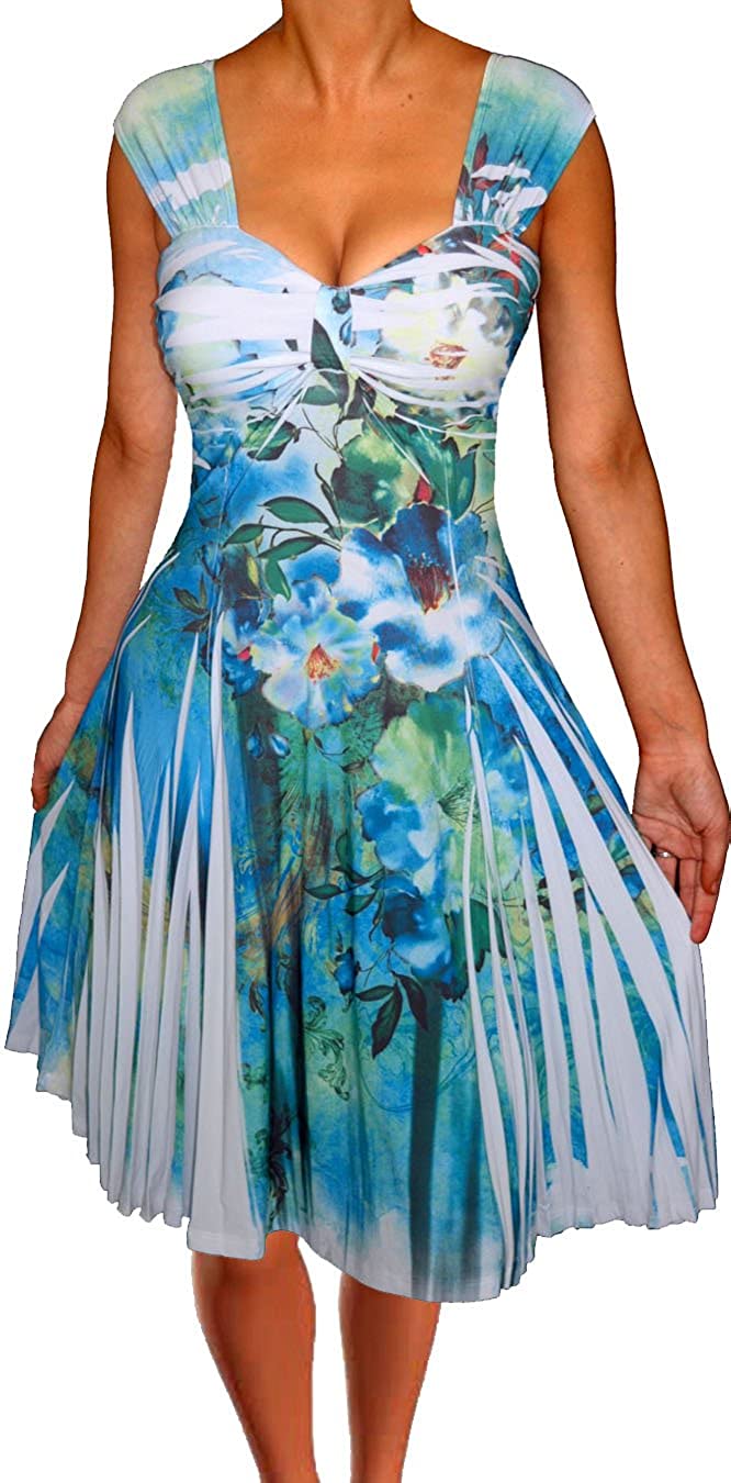 Price:$49.00    Funfash Plus Size Women Empire Waist White Blue Swing Cocktail Dress Made in USA  Clothing