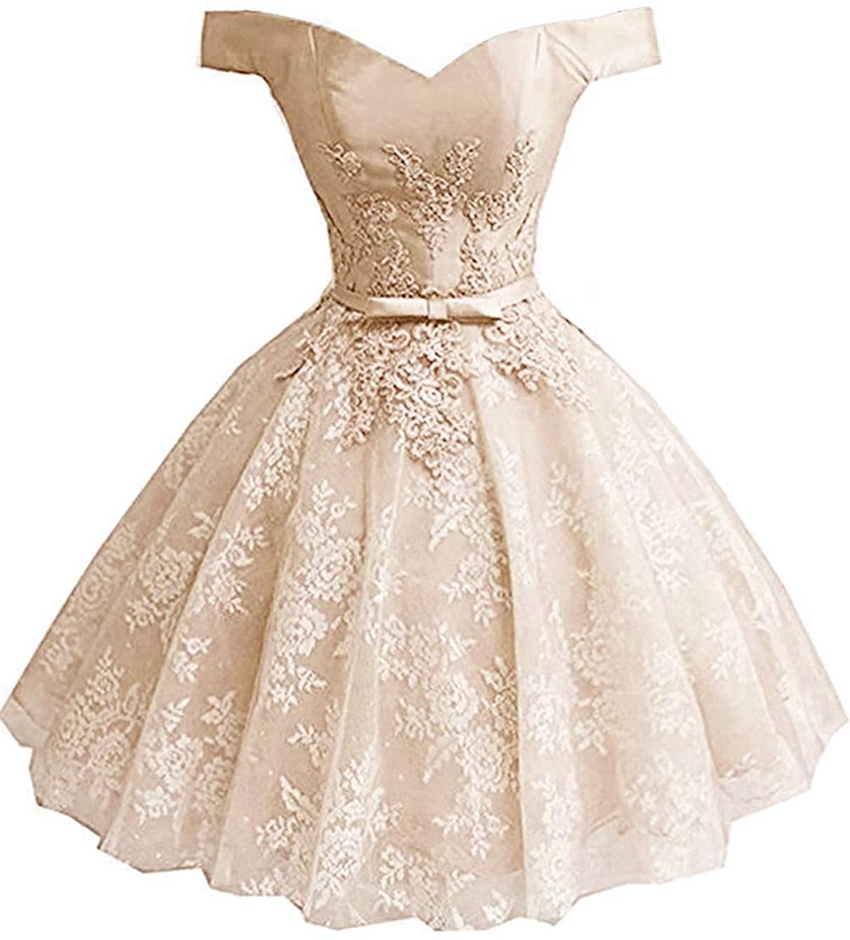 Price:$69.99    AiniDress Princesses Off The Shoulder Short Prom Dresses Appliques Party Homecoming Dress  Clothing