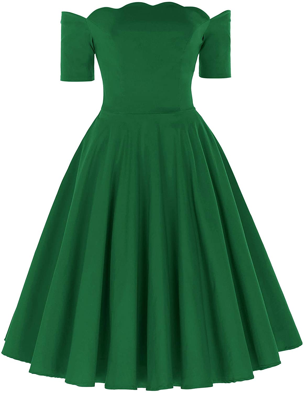 Price:$35.99 Off Shoulder Summer Vintage Swing Dress for Women Party Size S Green at Amazon Women’s Clothing store