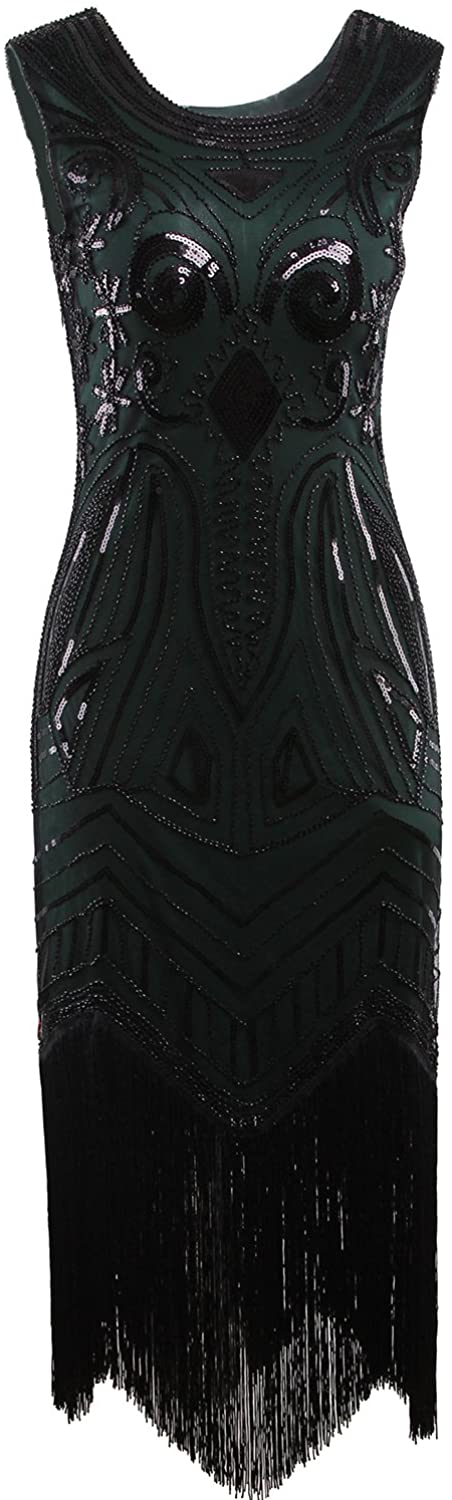 Price:$27.92    VIJIV Long Prom 1920's Vintage Gatsby Bead Sequin Art Nouveau Deco Flapper Dress  Clothing