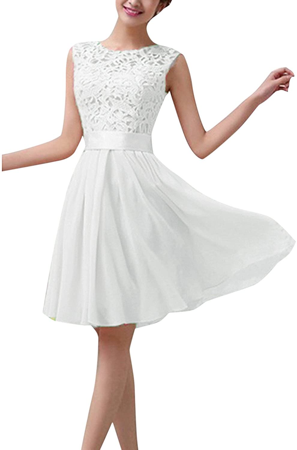 Price:$20.99 ZANZEA Women's Floral Lace Short Bridesmaid Dresses A Line Chiffon Skater Cocktail Evening Wedding Party Mini Dress at Amazon Women’s Clothing store
