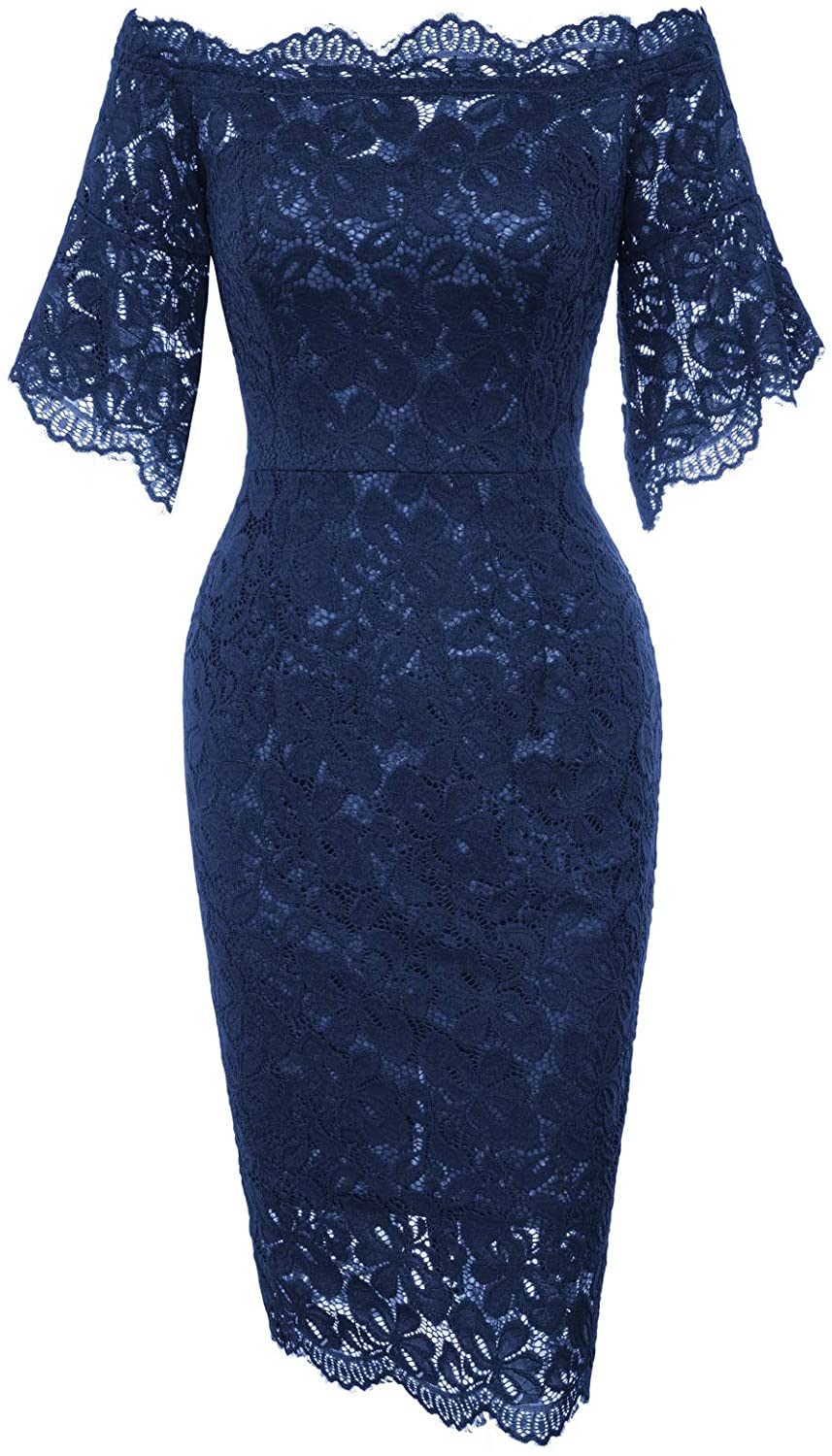 Price:$30.99    GRACE KARIN Women's Vintage Floral Lace Off Shoulder Short Sleeve Pencil Dress  Clothing