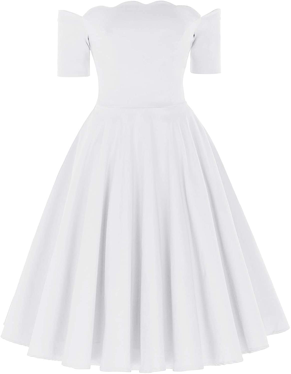 Price:$31.99 PAUL JONES Women's Off Shoulder Swing Dress Party Picnic Dress at Amazon Women’s Clothing store