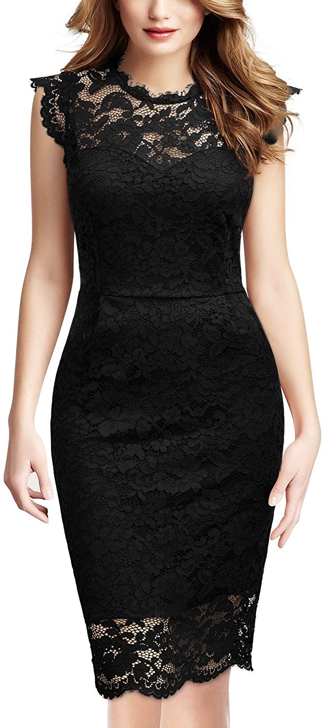 Price:$39.99    Miusol Women's Retro Floral Lace Slim Evening Cocktail Mini Dress  Clothing