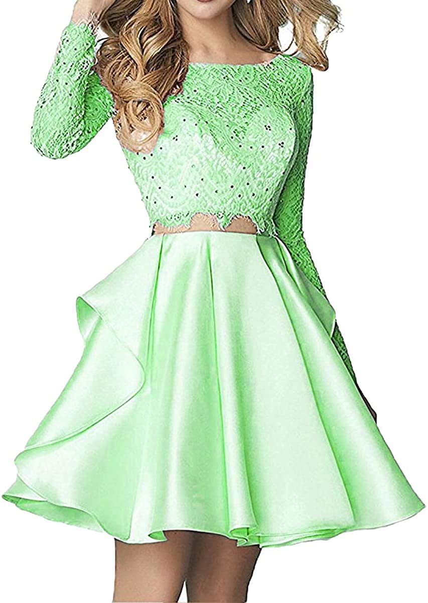 Price:$69.99    Ellenhouse Women's Two Pieces Long Sleeve Short Prom Homecoming Dress  Clothing