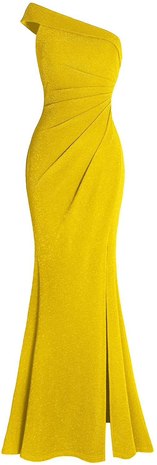 Price:$89.99    Fazadess Women's Ruched One Shoulder Side Split Evening Party Dress  Clothing