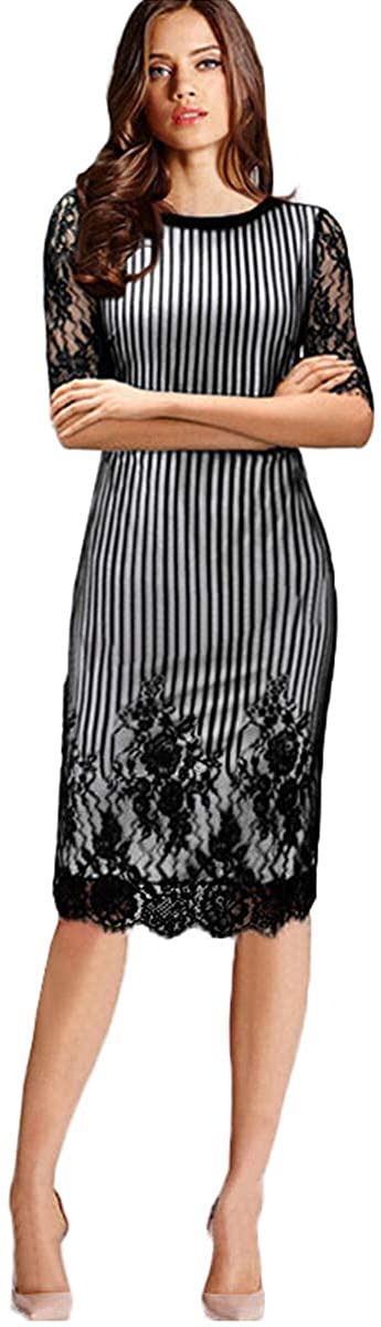 Price:$25.90 Newdeve Women Dresses for Work Midi Sleeves Bodycon Tunic Dresses at Amazon Women’s Clothing store
