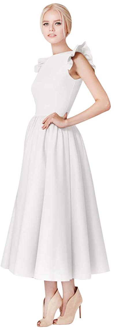 Price:$28.88 YMING Women’s Vintage Cocktail Maxi Dress Ruffle Cap Sleeve Dress A Line Dress at Amazon Women’s Clothing store