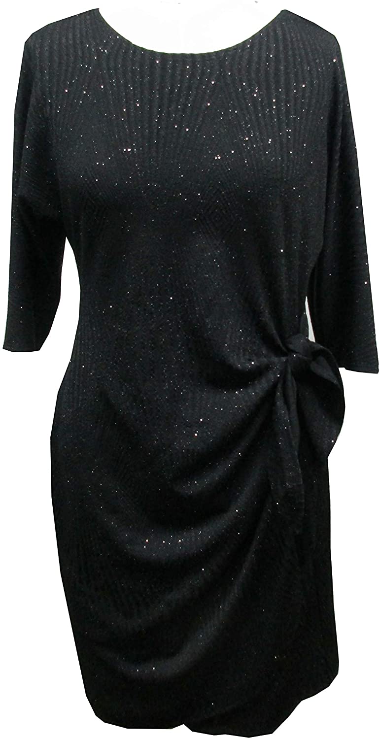 Price:$49.99    ROBBIE BEE Women's 3/4 Sleeve Glitter Knit Sarong Dress  Clothing