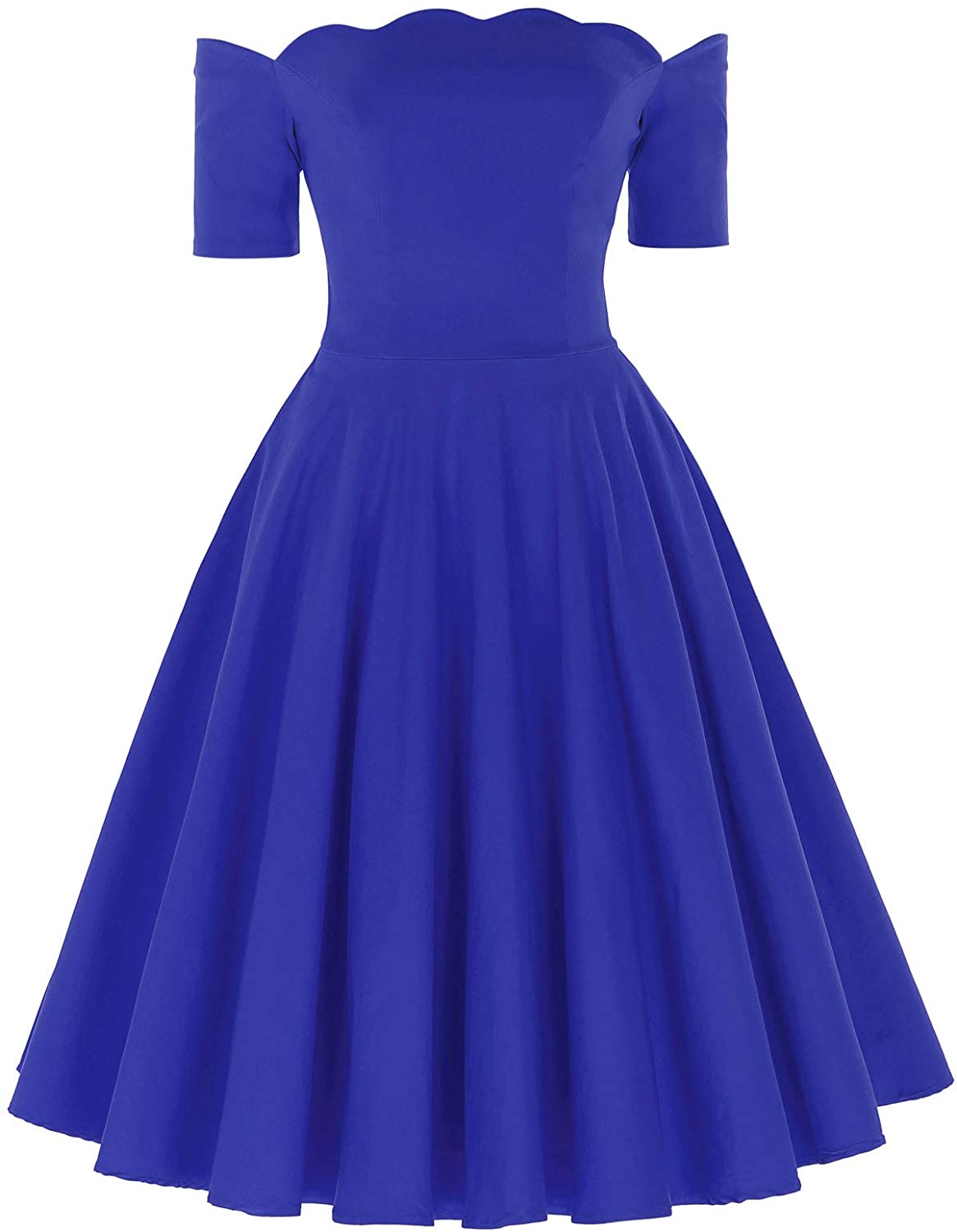 Price:$35.99 50s Audrey Hepburn Dress Vintage Cocktail Dress Royal Blue Size S at Amazon Women’s Clothing store