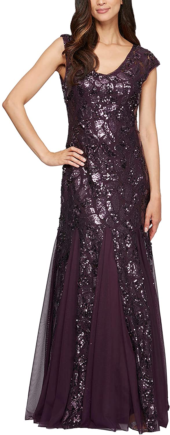 Price:$75.89    Alex Evenings Women's Long Sequin Dresses  Clothing