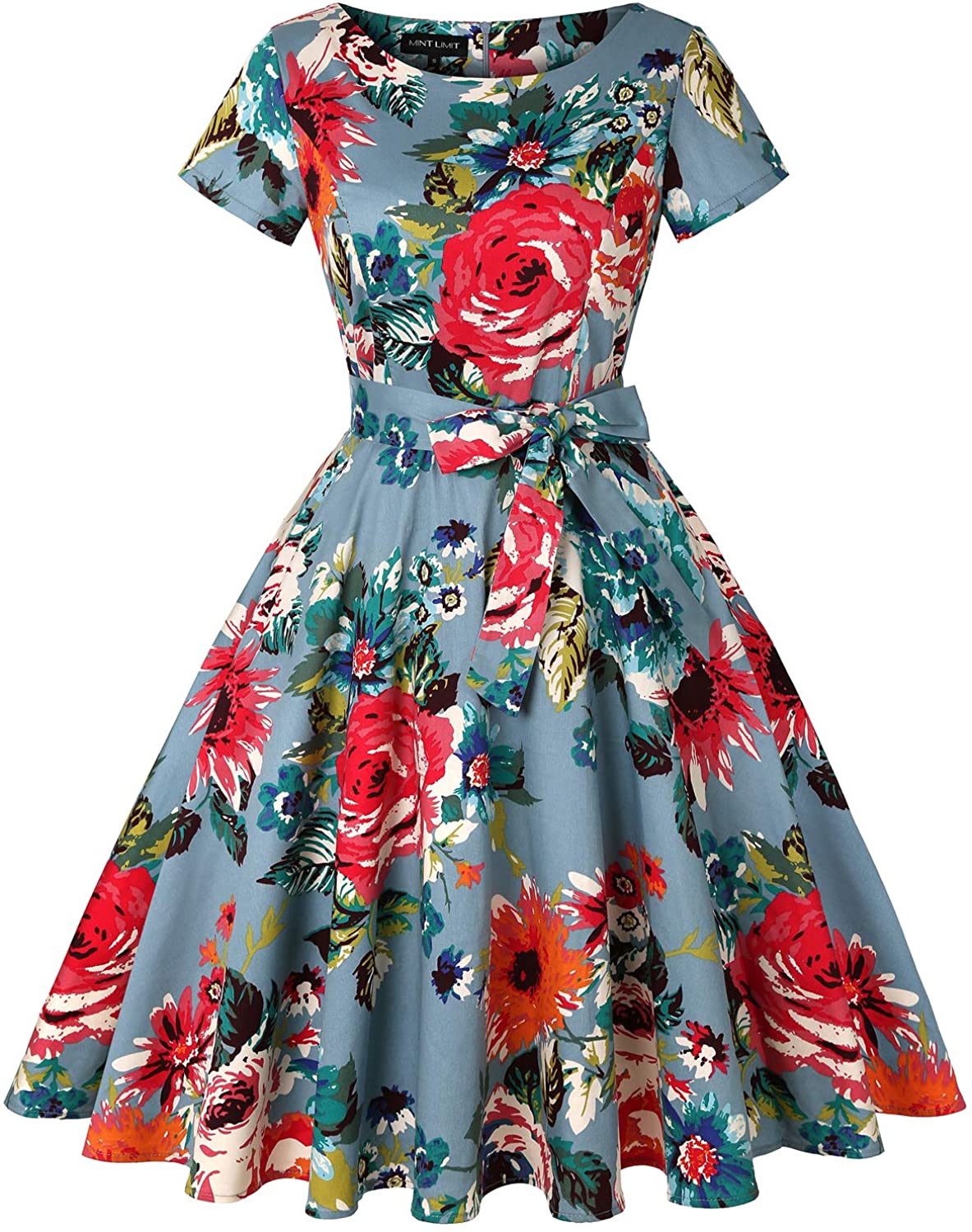 Price:$18.99    MINTLIMIT Women's Vintage 1950s Retro Rockabilly Cocktail Swing Party Midi Dresses with Pockets  Clothing