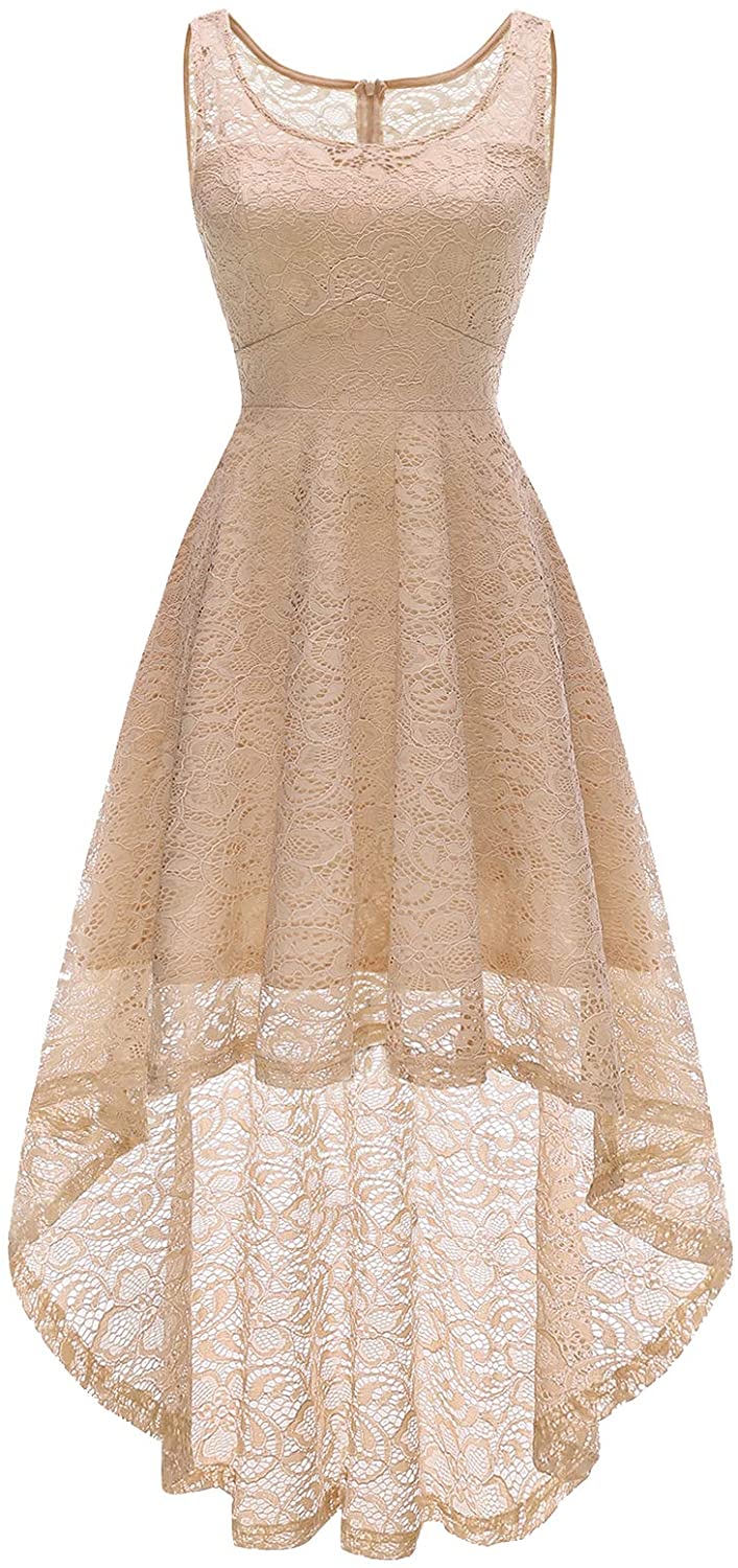 Price:$9.99    Homrain Women's Floral Lace Bridesmaid Dress Hi-Lo Prom Cocktail Formal Party Swing Dress  Clothing