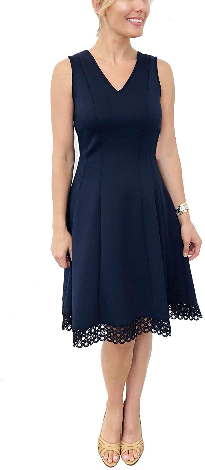 Price:$17.91    Donna Ricco Women's V-Neck Circle Lace Fit and Flare Dress  Clothing