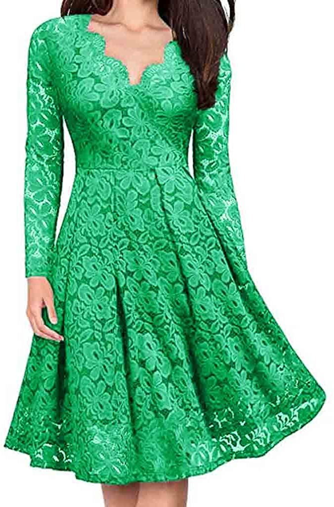 Price:$8.23 Lace Off Shoulder Dress, QIQIU Women's V-Neck vening Party Dress Long Sleeve Formal Dresses at Amazon Women’s Clothing store