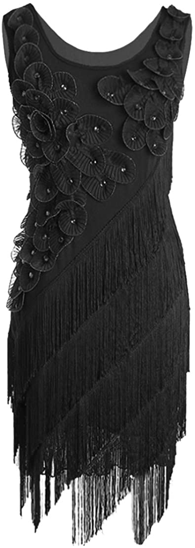 Price:$20.99    PrettyGuide Women's 1920s Beaded Fringe Scalloped Petal Plus Size Flapper Dress  Clothing