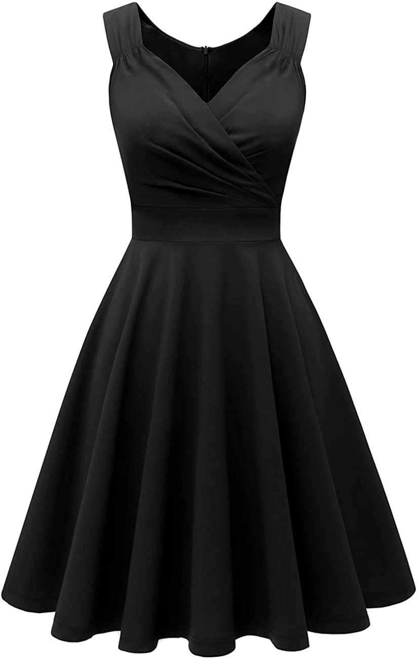 Price:$13.99    Bridesmay Women's Vintage 50s V-Neck Sleeveless Cross Wrap Cocktail Skater Swing Dress  Clothing