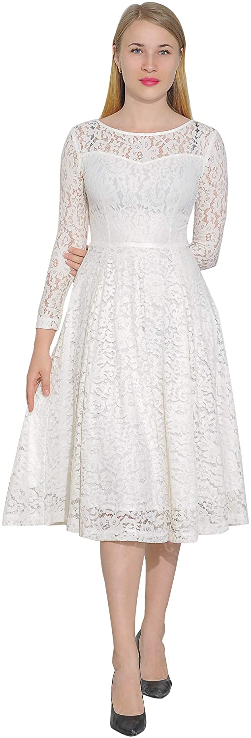 Price:$19.90    Marycrafts Women's Formal Midi Lace Dresses Cocktail Guest Party  Clothing