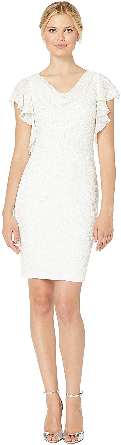 Price:$117.72    Adrianna Papell Women's Beaded Flutter Sleeve Cocktail Dress  Clothing