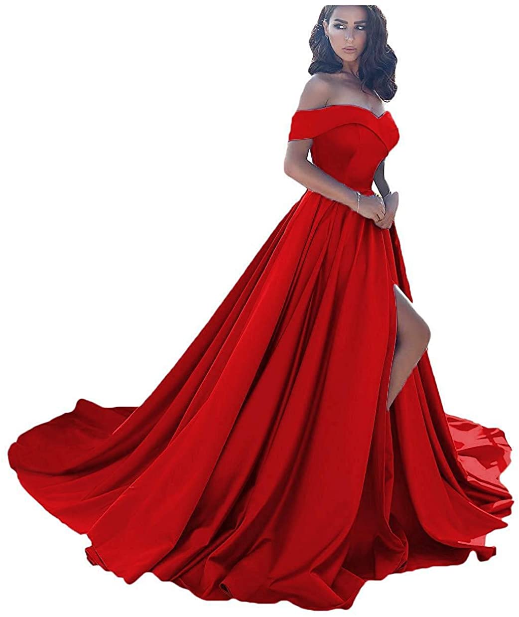 Price:$6.50 Prom Dresses Long Ball Gowns Off Shoulder Split Formal Wedding Dress for Women 2020 at Amazon Women’s Clothing store