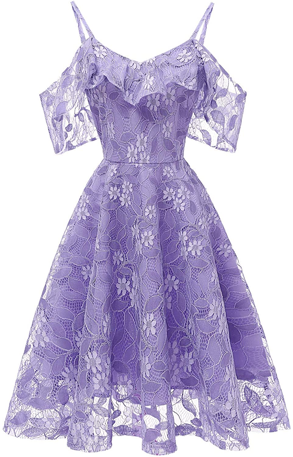 Price:$29.99    Women's Swing Midi Lace Dress A line Off The Shoulder Ruffles Dresses  Clothing