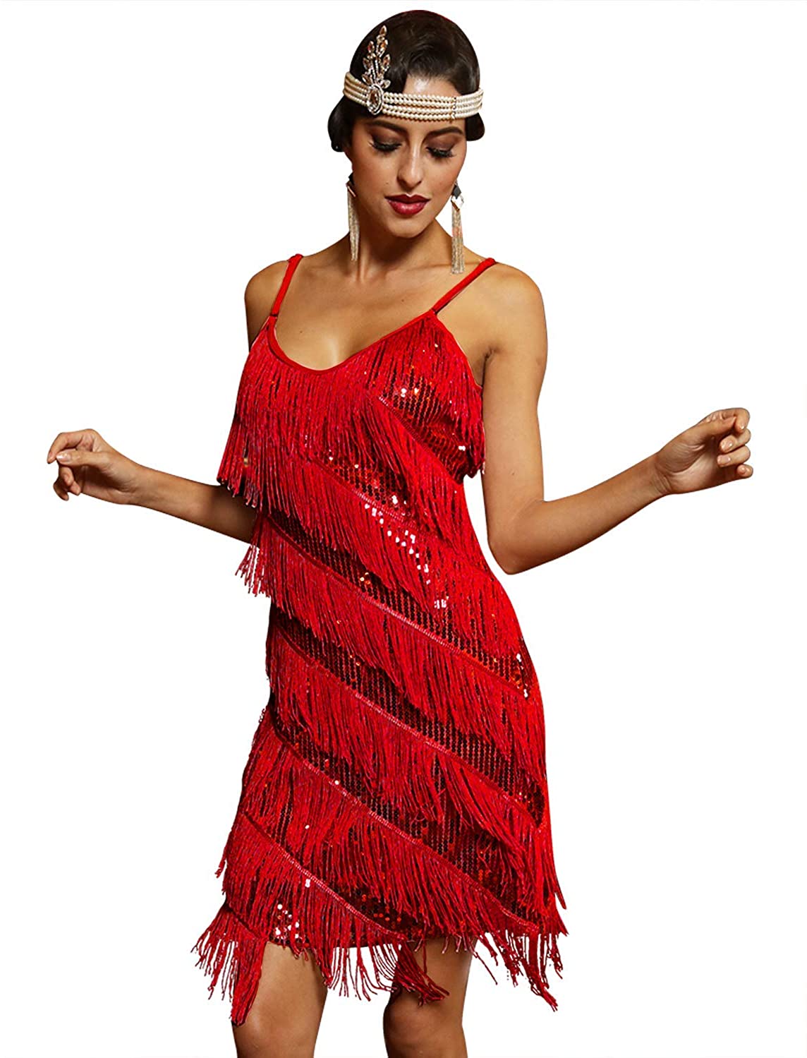 Price:$34.99    PrettyGuide Women's Flapper Dress 1920s Sequin Tassels Sway Latin Party Cocktail Dress  Clothing