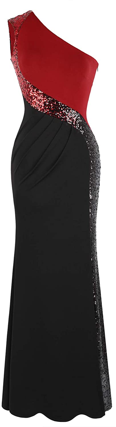 Price:$53.99    Angel-fashions Women's One Shoulder Prom Dress Splicing  Clothing