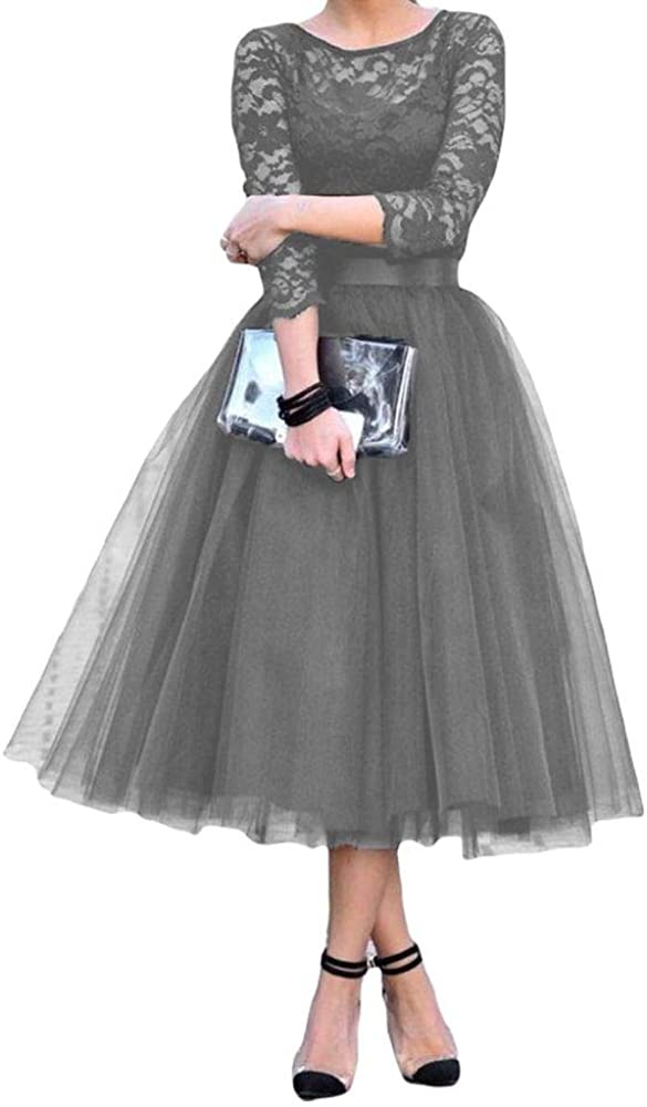 Price:$75.99    CongYunGe Women's A-Line Tea Length Sleeve Lace Prom Dress Cocktail Party Dress  Clothing