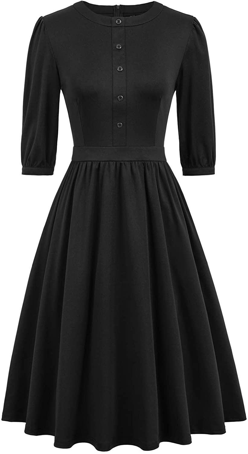Price:$27.99 CURLBIUTY Women’s 1950s Retro Vintage Swing Dress Casual A Line Tea Dresses at Amazon Women’s Clothing store