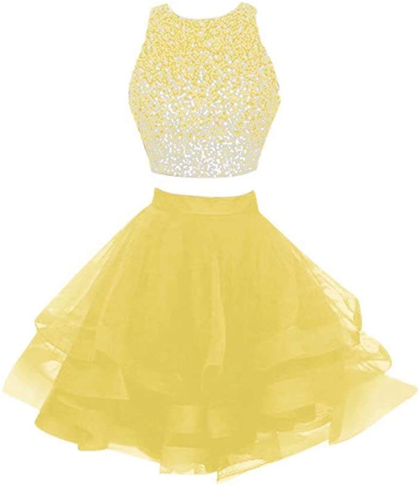 Price:$95.90    QueenBridal Women's Two Piece Homecoming Dress Short Open Back Prom Ball Gown Qb-20  Clothing