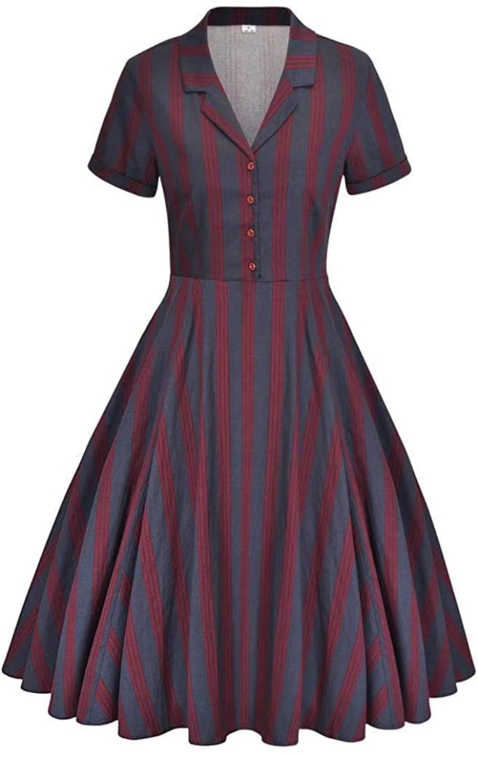 Price:$55.00 Women's 1950s Vintage Dress Cape Collar Vintage Swing Dresses with Pockets at Amazon Women’s Clothing store