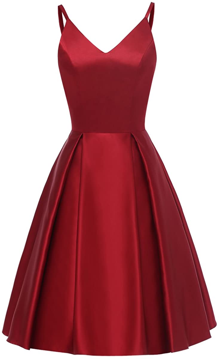 Price:$49.00    TTYbridal V-Neck Mini Dress Short Satin Prom Cocktail Gown With Pockets Hd11  Clothing