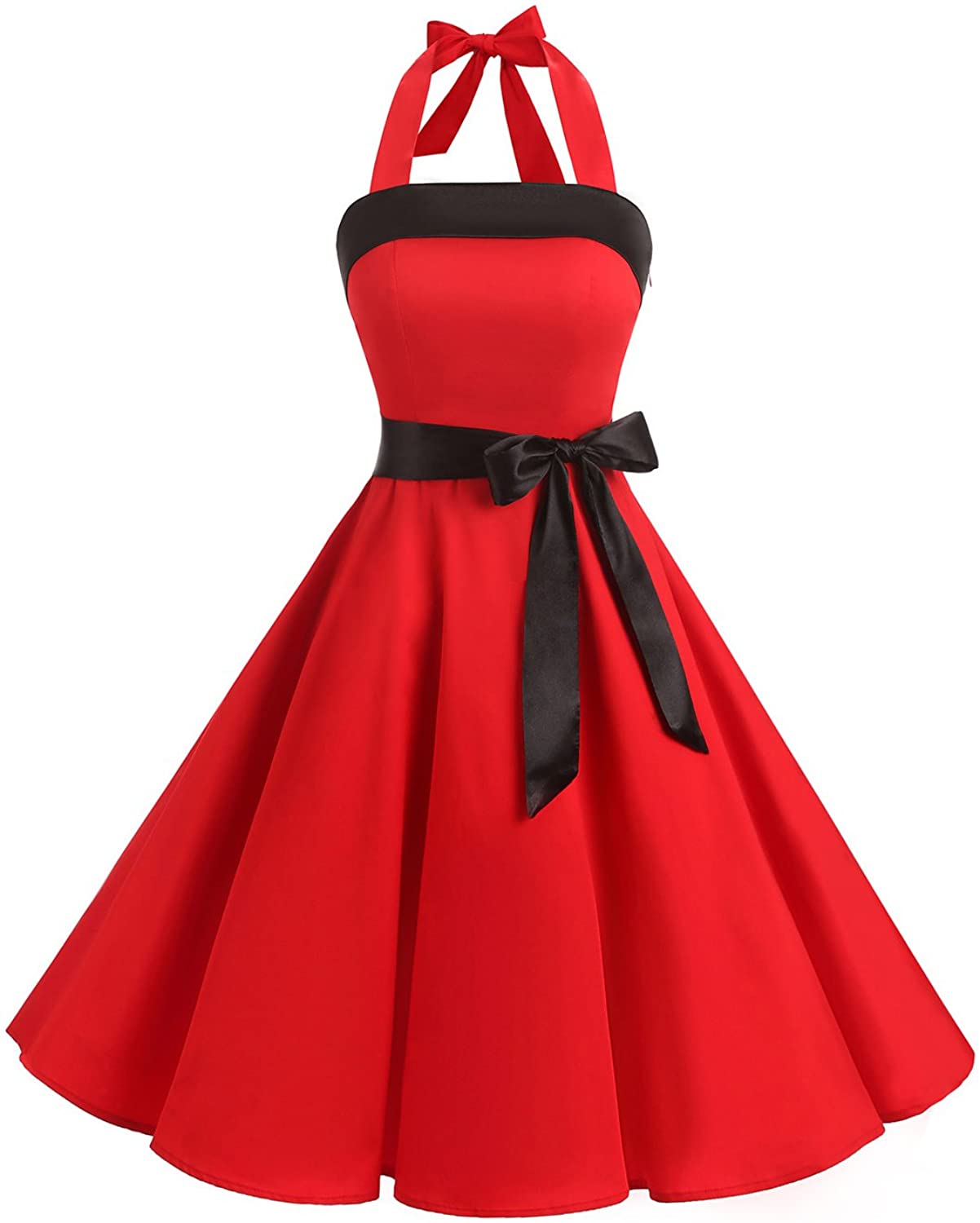 Price:$18.99    Find Dress Women Vintage 1950s Halter Polka Dot Audrey Style Dress Cocktail Rockabilly Dancing Dresses  Clothing