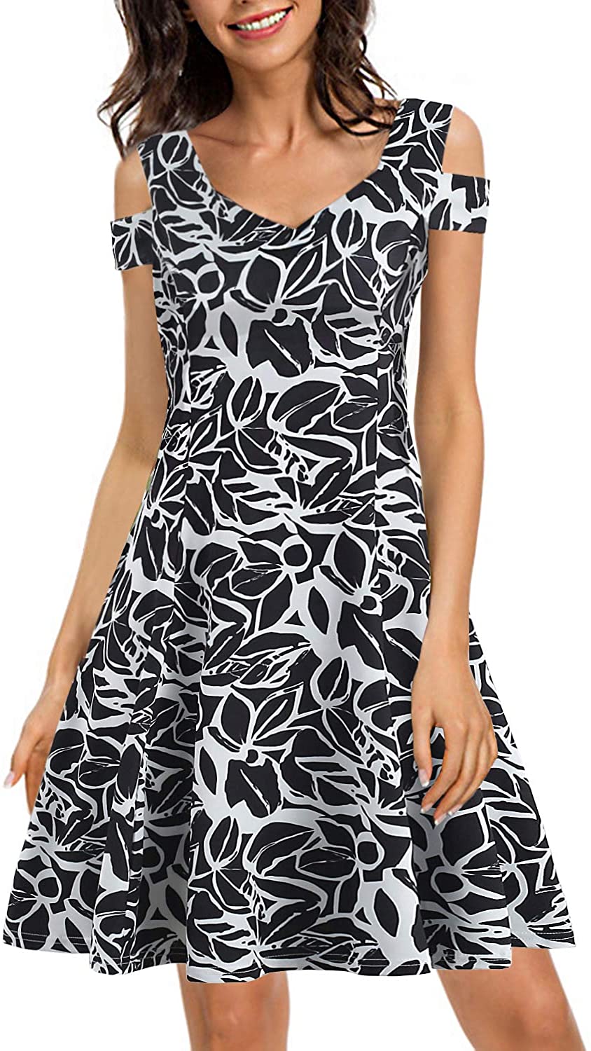 Price:$19.99    HELYO Women's Elegant Cold Shoulder Dinner Party Dress Sweetheart Neck Wedding Guest A Line Dresses 168  Clothing