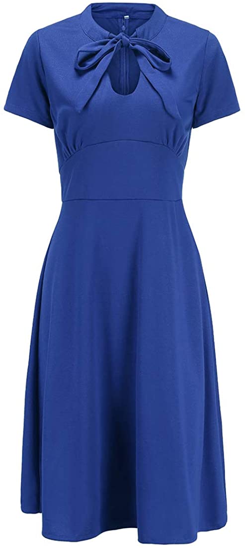 Price:$12.99    Ez-sofei Women's 1940s Vintage Keyhole Bowtie Front Cocktail Swing Dress  Clothing