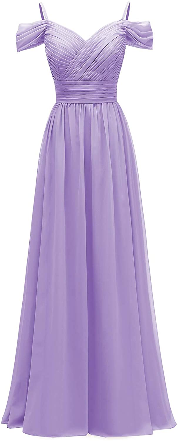 Price:$8.99 YORFORMALS Women's Off The Shoulder Pleated Chiffon Bridesmaid Dress Formal Evening Party Gown with Pockets at Amazon Women’s Clothing store