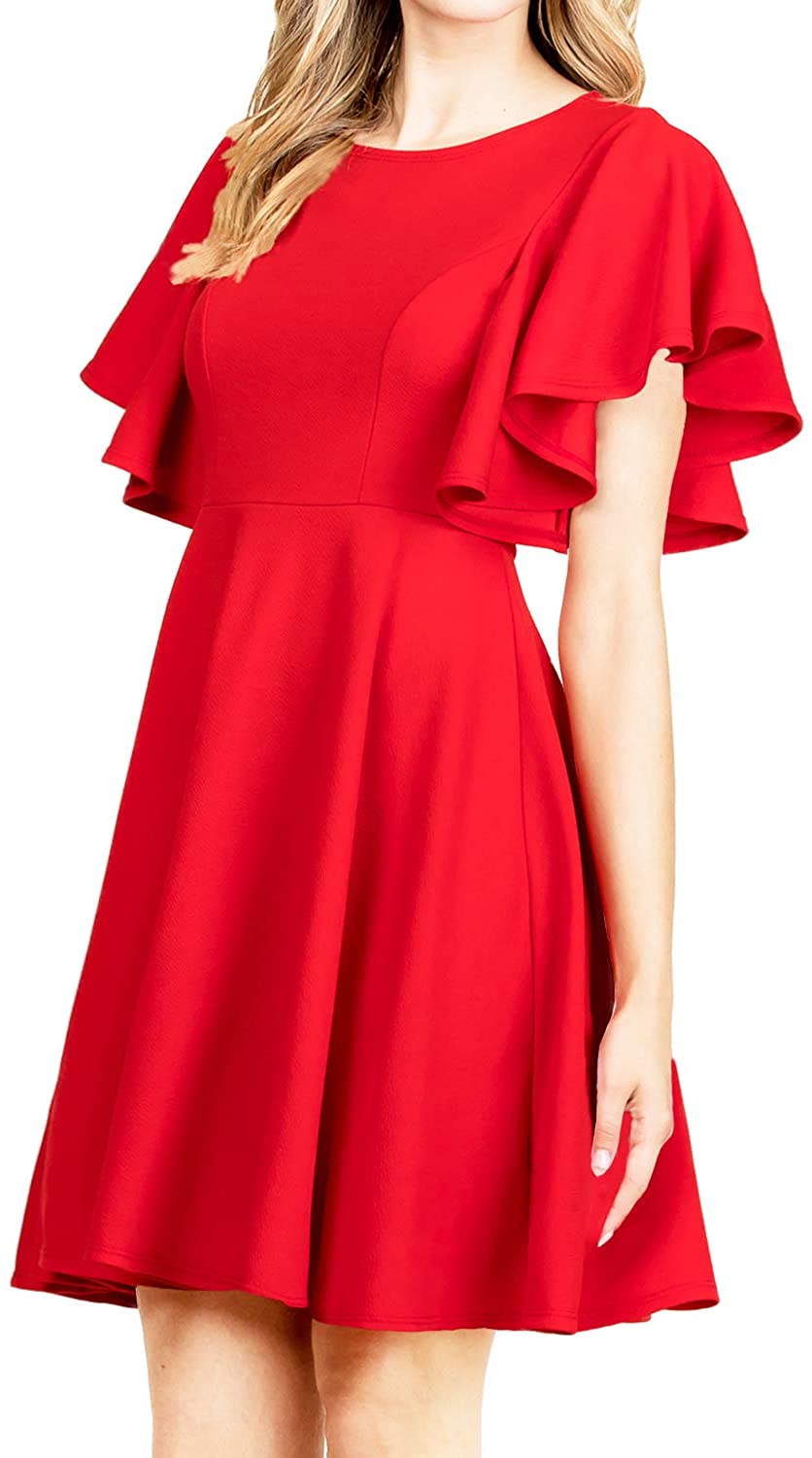 Price:$19.99    FASHIONOLIC Women's Stretchy A Line Swing Flared Skater Cocktail Party Dress Made in USA  Clothing
