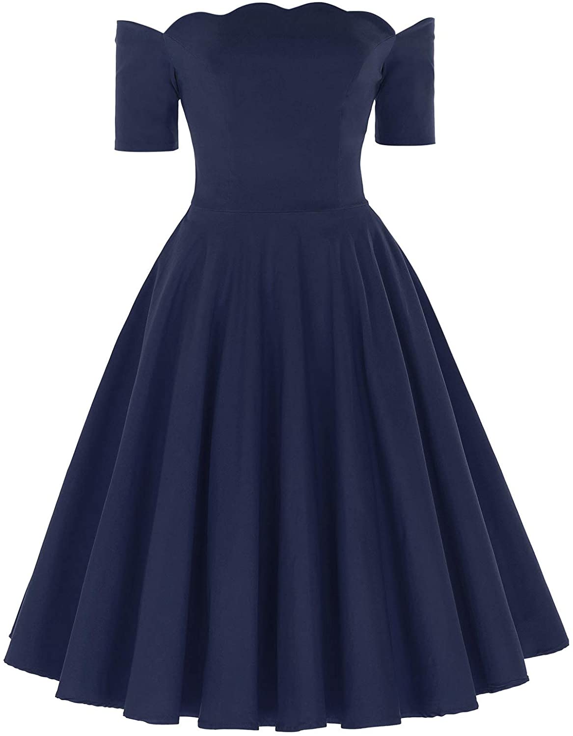 Price:$35.99 PAUL JONES Women's Off Shoulder Swing Dress Party Picnic Dress at Amazon Women’s Clothing store
