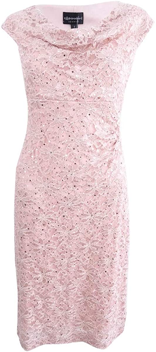 Price:$22.97 Connected Women's Metallic Cap Sleeve Cowl Neck Dress at Amazon Women’s Clothing store