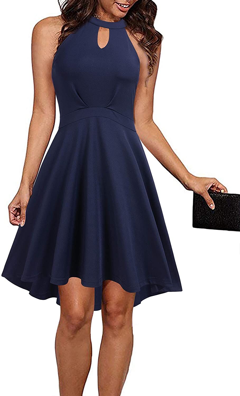 Price:$18.88    WOOSUNZE Women's Halter Neck High Low Little Cocktail Party A-line Skater Dress  Clothing