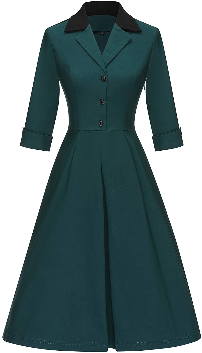 Price:$36.98    GownTown Women's 1950s Vintage 3/4 Sleeves A-Line Dress  Clothing