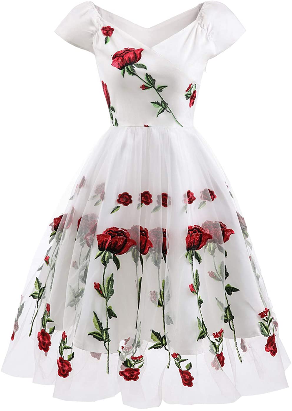 Price:$29.99    Uhnice Womens Formal Cocktail Evening Party Dress 1950s Vintage Lace Swing Dress  Clothing