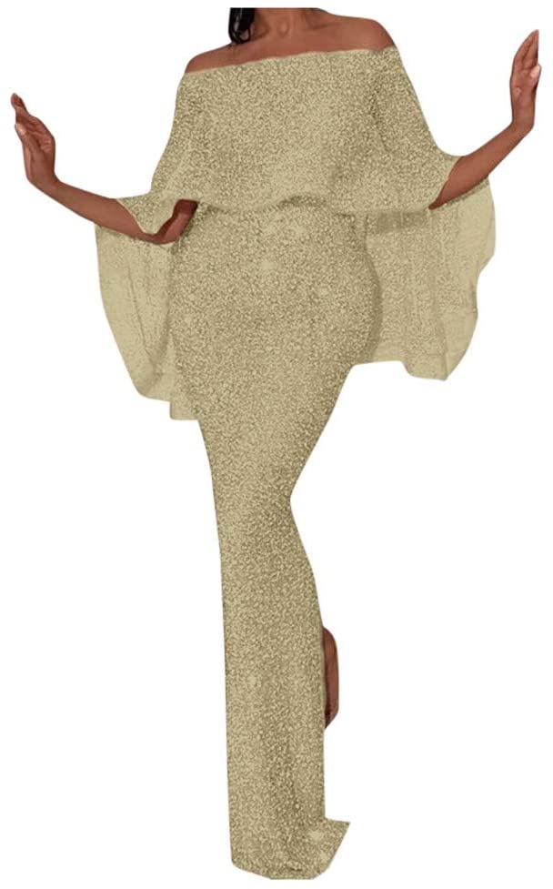 Price:$10.07    Buedvo Women's Elegant Vintage Off Shouler Flare Ruffle Slim Cocktail Behind Split Pencil Dress  Clothing