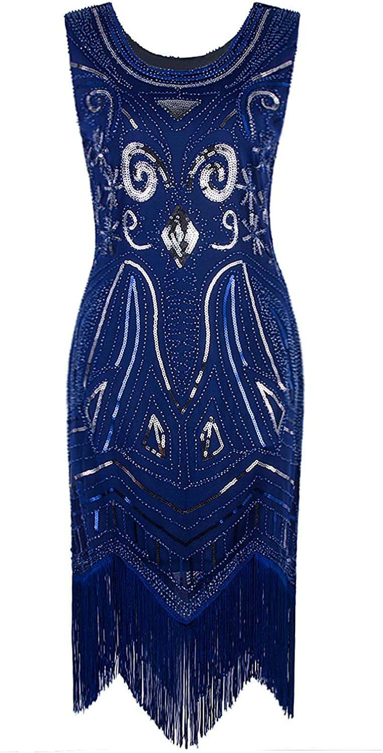 Price:$34.99    VIJIV Women's 1920's Vintage Gatsby Bead Sequin Art Nouveau Deco Flapper Dress  Clothing