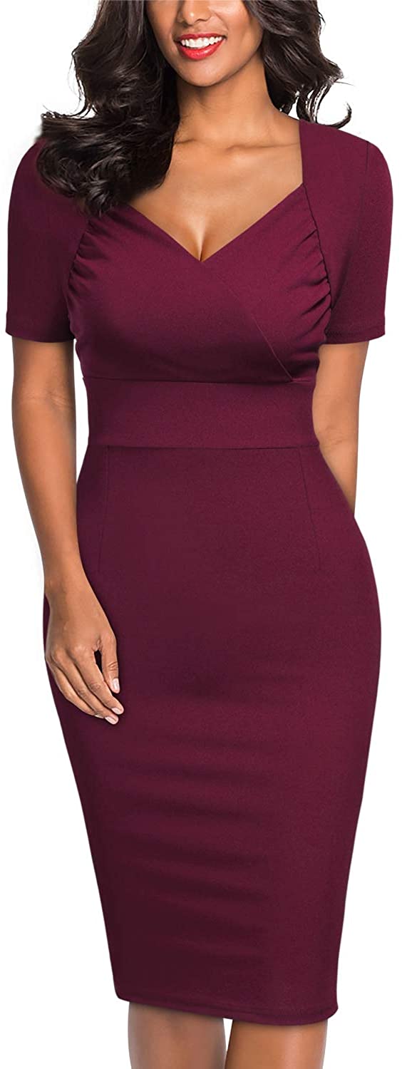 Price:$25.99    Miusol Women's Retro V Neck Ruffle Style Slim Cocktail Party Dress  Clothing